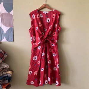 Amour Vert Silk Sleeveless Dress Red Pink Floral L